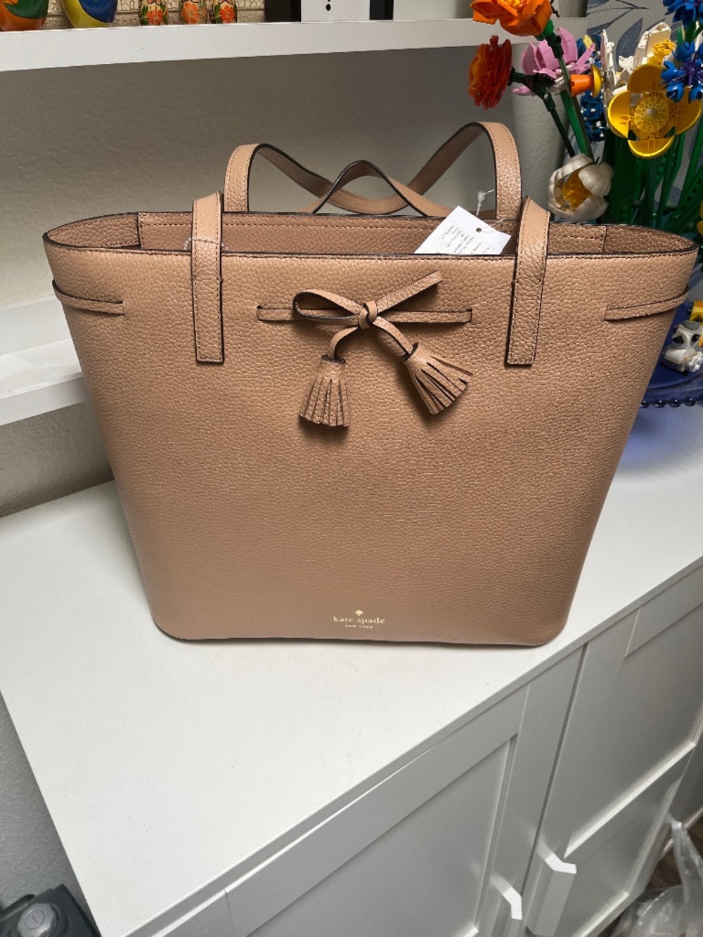 NWT Kate Spade Hayes Medium Top Zip Tote Light Fawn Leather